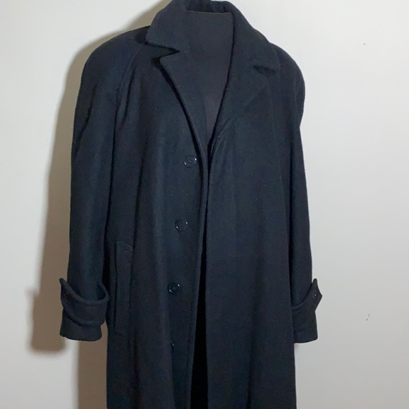 Mens Fox Knapp Heavy Wool Over Coat Trenchcoat long winter jacket black small - Picture 1 of 11